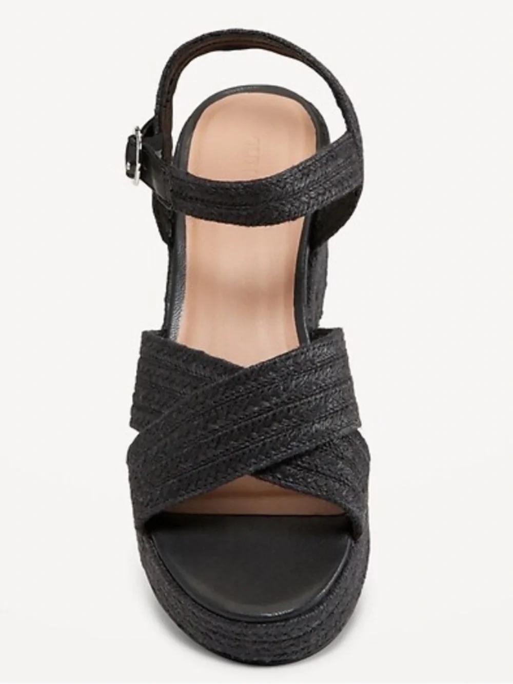 Women’s Black Platform Espadrille Sandal with Ankle Strap